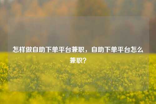 怎样做自助下单平台兼职，自助下单平台怎么兼职？