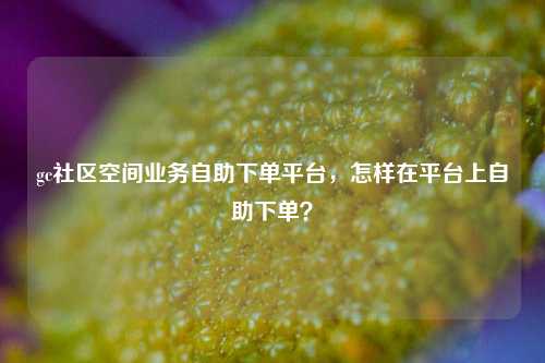 gc社区空间业务自助下单平台，怎样在平台上自助下单？