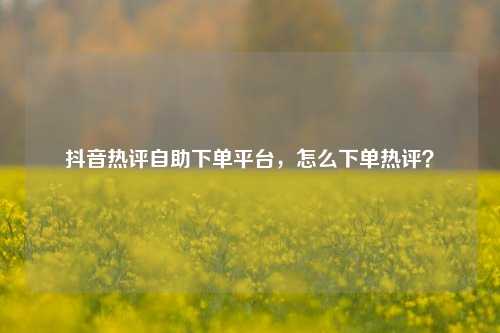 抖音热评自助下单平台，怎么下单热评？