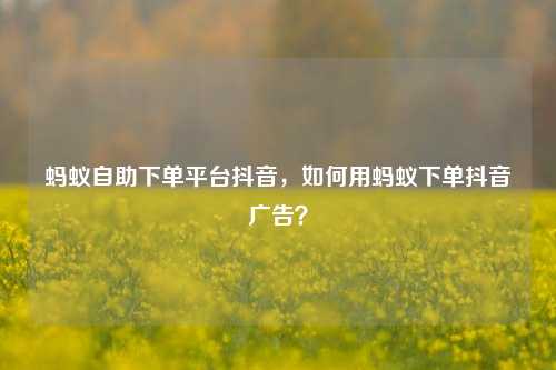 蚂蚁自助下单平台抖音，如何用蚂蚁下单抖音广告？