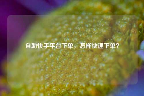 自助快手平台下单，怎样快速下单？